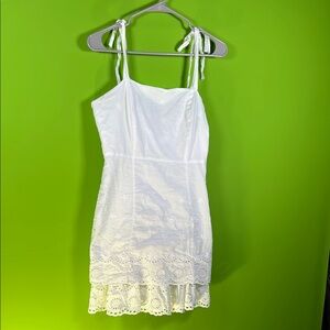 Forever 21 White Ruffled Tie Front Sundress